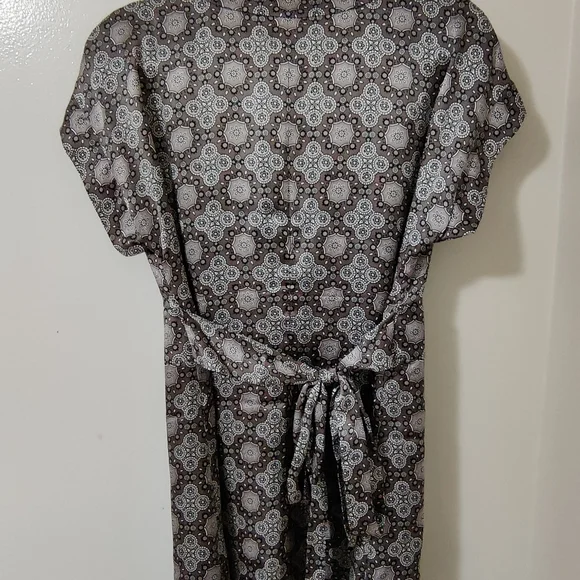 TED BAKER LONDON TB 3 US 6 Silk Tie Back Dress in Gray Multi Geometric Print 👗 - Picture 5 of 9